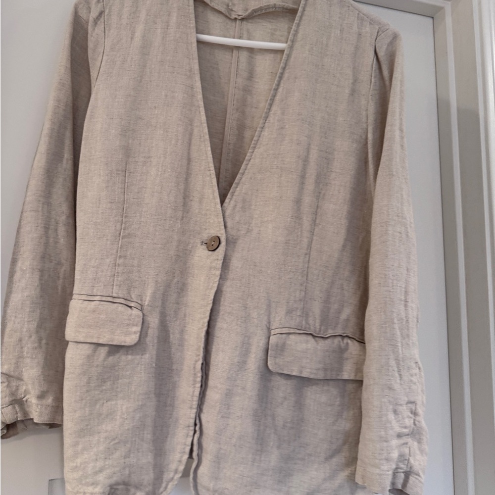 Women's Beige Linen Blazer